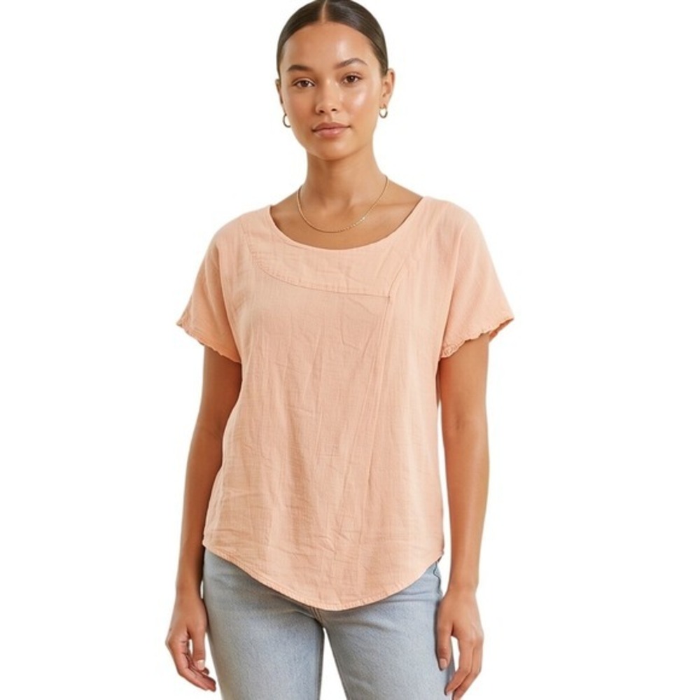 Oh My Gauze! Peach Zaza Top Cotton Gauze Lagenlook Blouse 1 - Small/Med